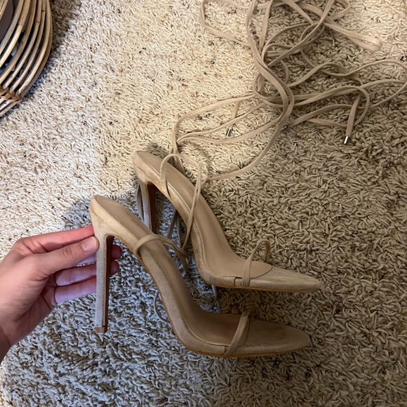 PrettyLittleThing Shoes - Nude lace up heels